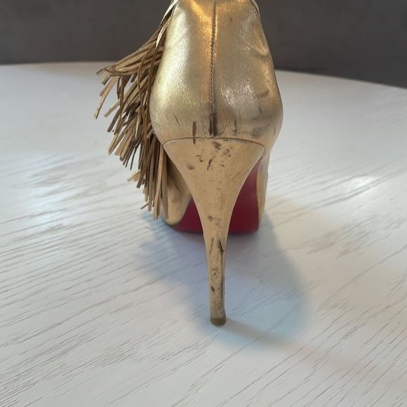 Christian Louboutin Metallic Fringe Heels - Picture 5 of 16